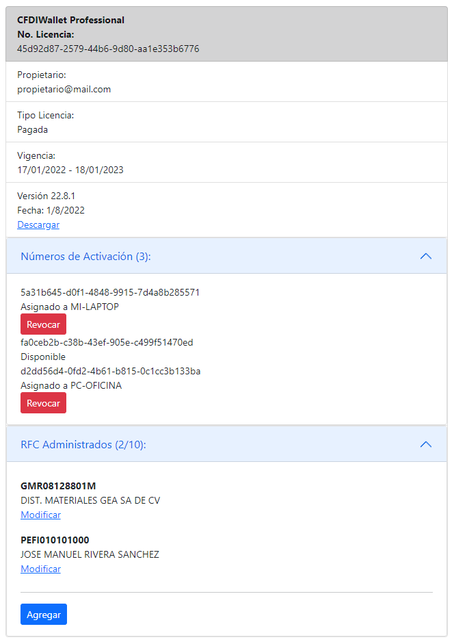 Administrador de Licencias